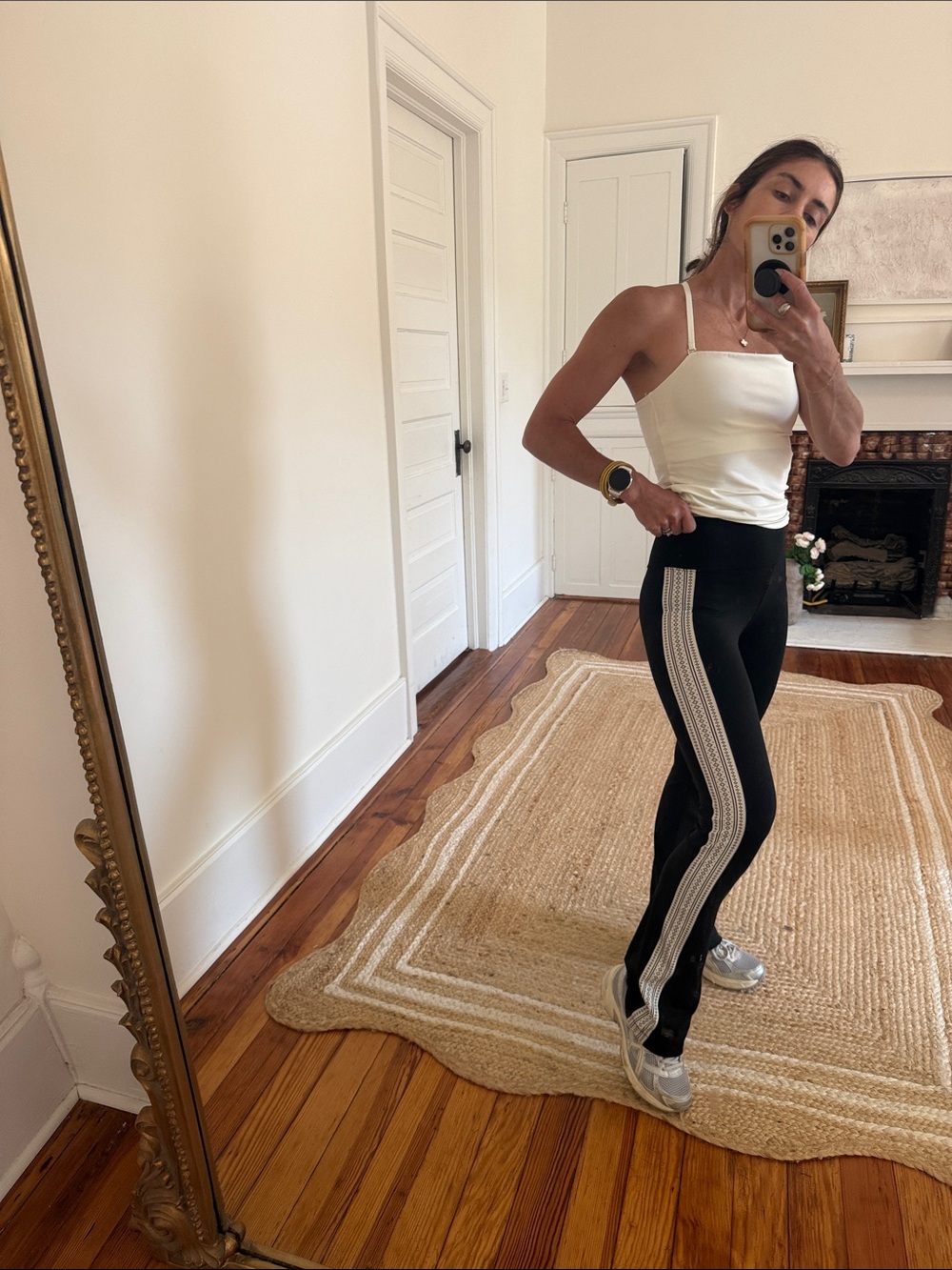 Black High-Waist Side-Stripe Leggings - Women x small